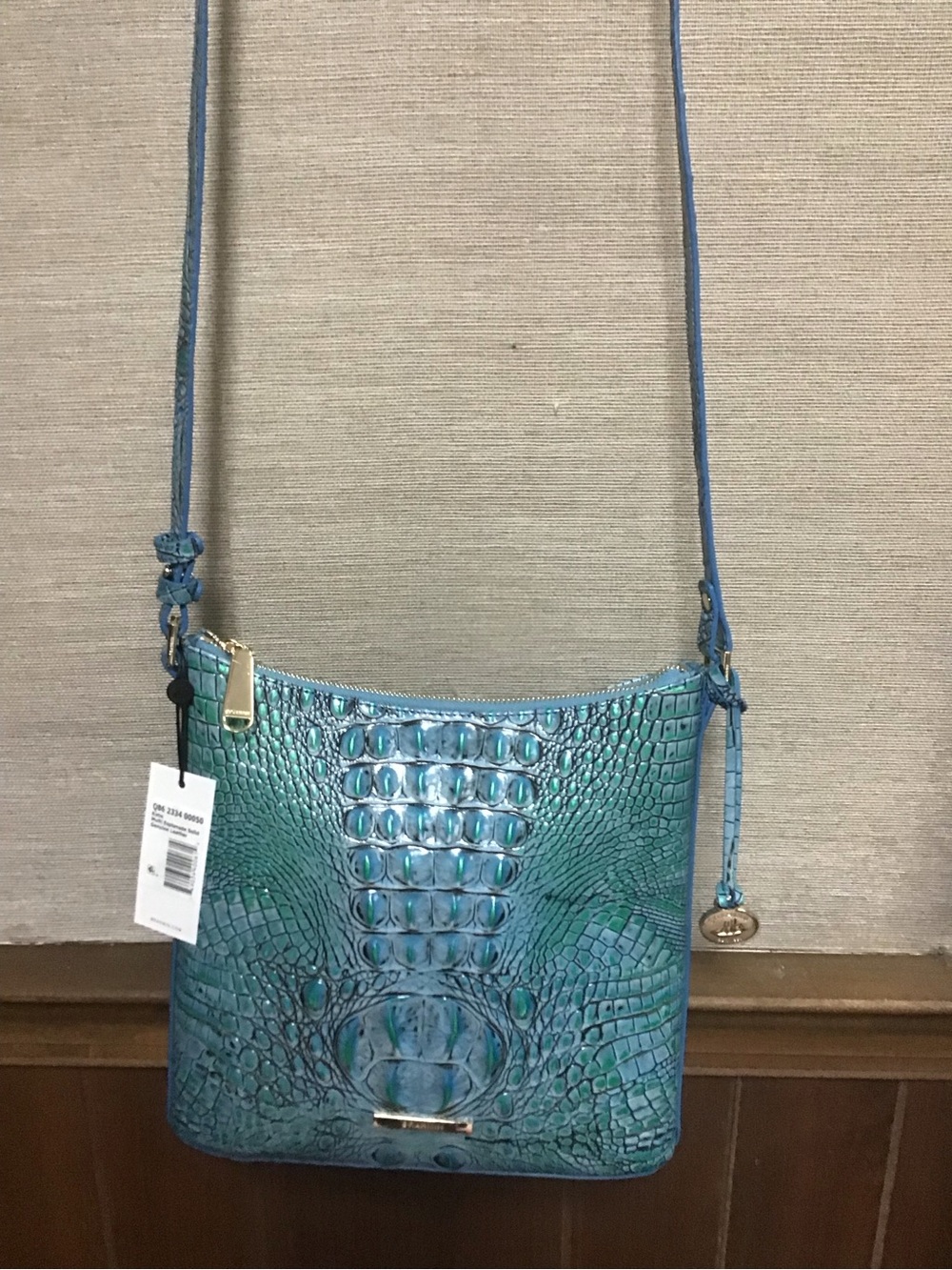 Brahmin Teal Croc-Embossed Crossbody Bag - Picture 3 of 3